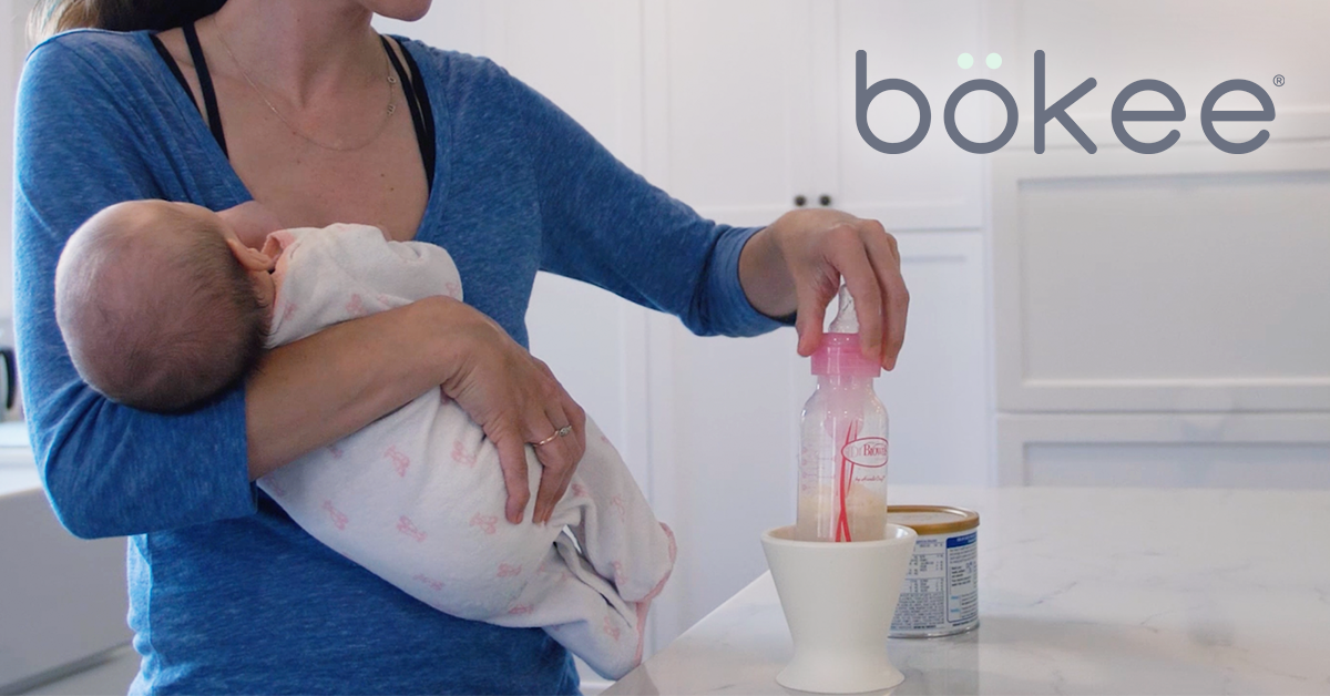 bokee | Prep a baby bottle with one hand & prevent breast milk spills
